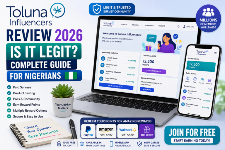 Toluna Influencers Review (2026): Is It Legit? Complete Guide for Nigerians Toluna Influencers Review (2026): Is It Legit? Complete Guide for Nigerians